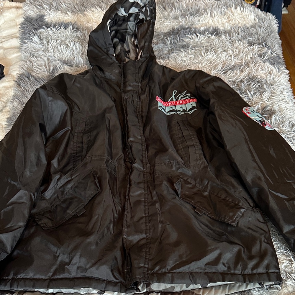 VINTAGE MAKAVELI BRANDED Double sided Stylish Black Jacket with Hood